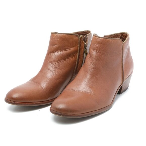 Sam Edelman Betty Ankle Bootie Western Boots Brown Tan Side Zipper Stacked Heel - Picture 3 of 10